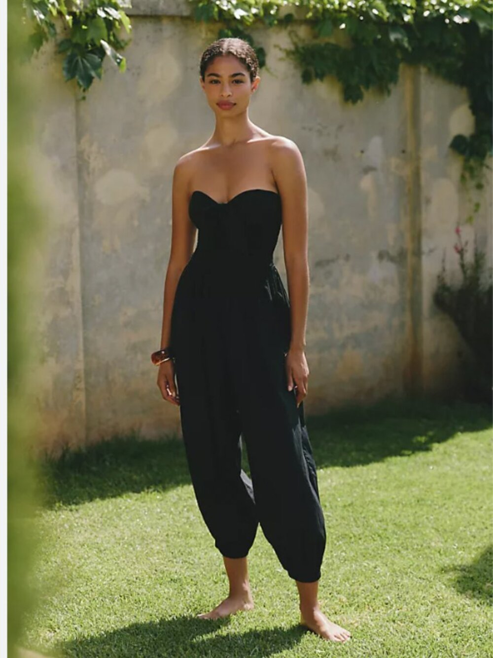 New w/ Tags Celandine 100% Cotton Strapless Black Tie-Front Jumpsuit